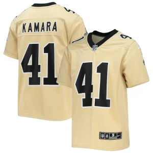 Alvin kamara new orleans saints nike youth inverted team game jersey Gold