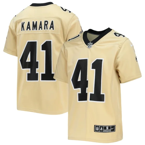 Alvin kamara new orleans saints nike youth inverted team game jersey Gold