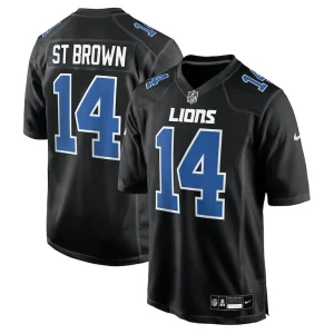 Amon ra st. brown detroit lions nike carbon fashion jersey Carbon black