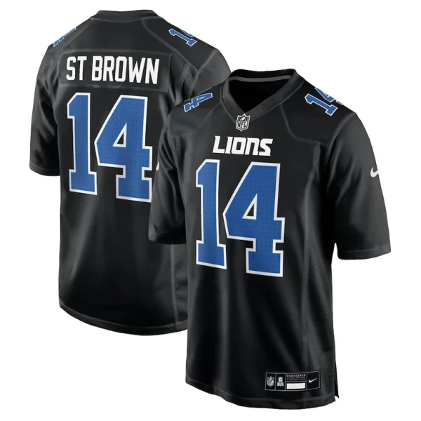 Amon ra st. brown detroit lions nike carbon fashion jersey Carbon black