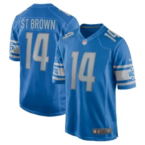 Amon ra st. brown detroit lions nike game player jersey Blue
