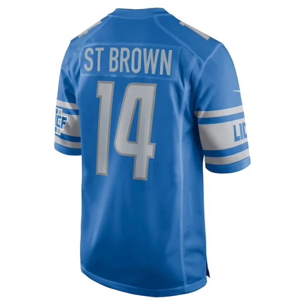 Amon ra st. brown detroit lions nike game player jersey Blue L