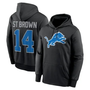 Amon ra st. brown detroit lions nike player name number performance pullover hoodie Black