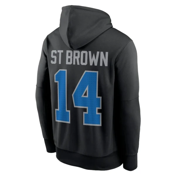 Amon ra st. brown detroit lions nike player name number performance pullover hoodie Black L