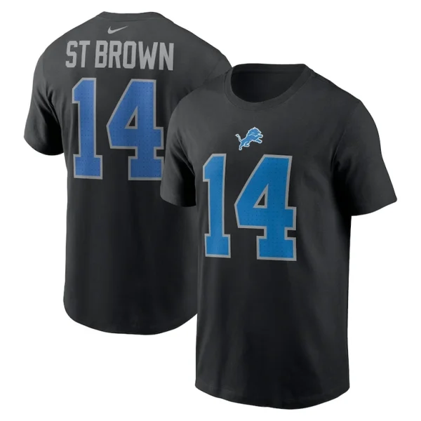Amon ra st. brown detroit lions nike player name number t shirt Black