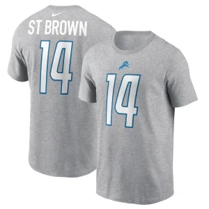 Amon ra st. brown detroit lions nike player name number t shirt Gray