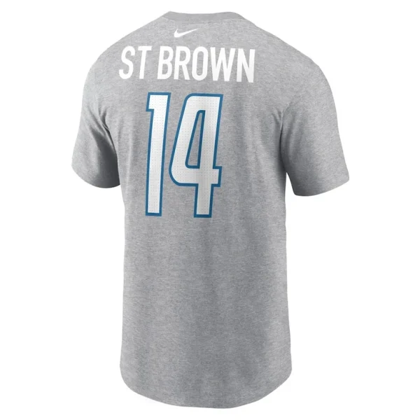 Amon ra st. brown detroit lions nike player name number t shirt Gray L