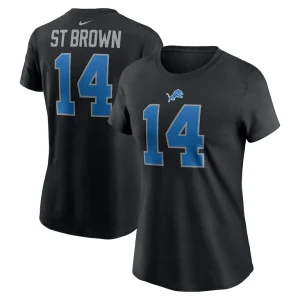 Amon ra st. brown detroit lions nike womens player name number t shirt Black