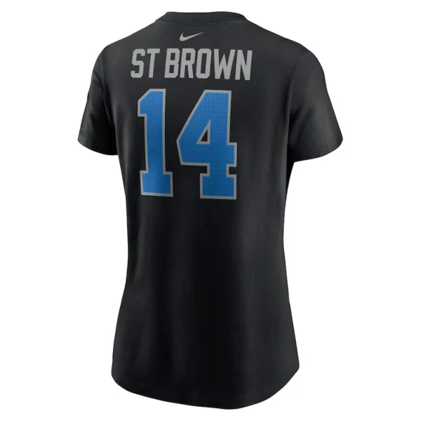 Amon ra st. brown detroit lions nike womens player name number t shirt Black L