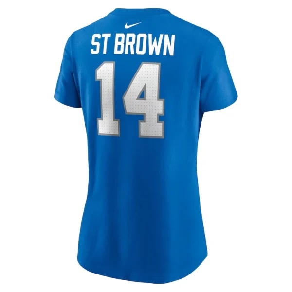 Amon ra st. brown detroit lions nike womens player name number t shirt Blue L