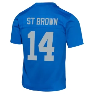 Amon ra st. brown detroit lions nike youth alternate game jersey Blue Yth L