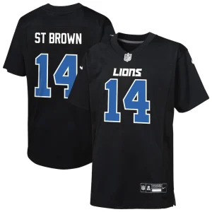 Amon ra st. brown detroit lions nike youth fashion game jersey Carbon black