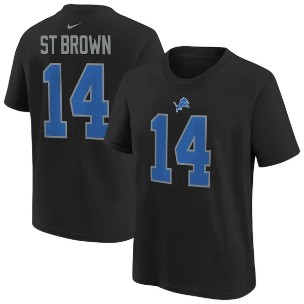 Amon ra st. brown detroit lions nike youth player name number t shirt Black