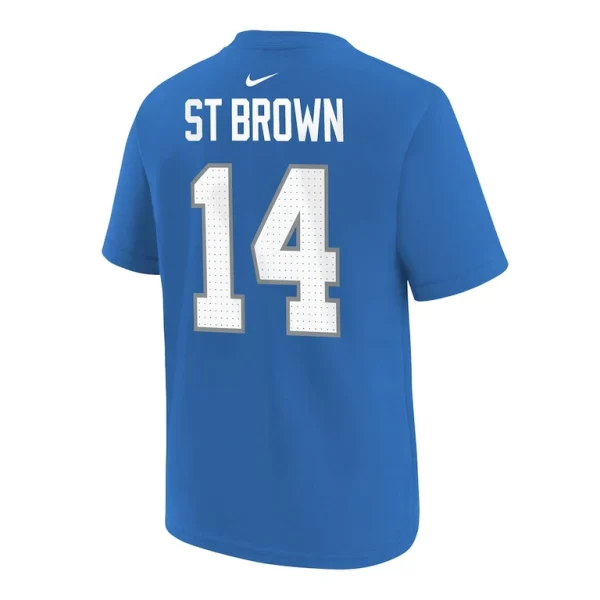 Amon ra st. brown detroit lions nike youth player name number t shirt Blue Yth L