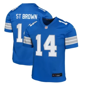 Amon ra st. brown detroit lions nike youth team player game jersey Blue