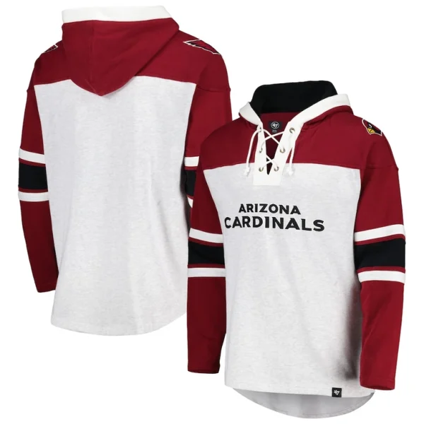 Arizona cardinals 47 gridiron lace up pullover hoodie Heather gray