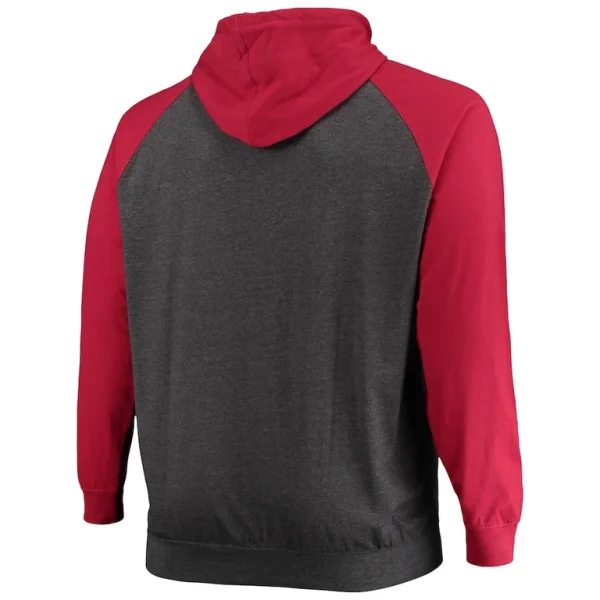 Arizona cardinals achopeca big tall lightweight raglan pullover hoodie Cardinalheathered charcoal 4XB