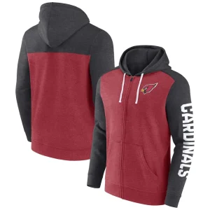 Arizona cardinals achopeca down and distance full zip hoodie Heather cardinal