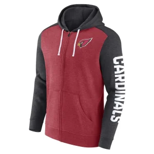 Arizona cardinals achopeca down and distance full zip hoodie Heather cardinal M