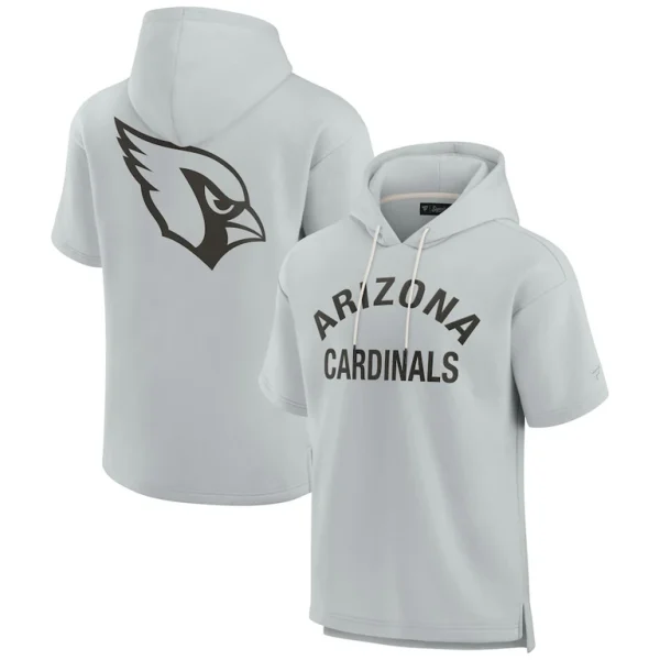 Arizona cardinals achopeca unisex elements super soft fleece short sleeve pullover hoodie Gray