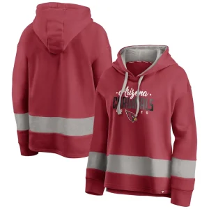 Arizona cardinals achopeca womens huddle up fundamental fleece color block pullover hoodie Cardinalgray