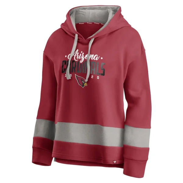 Arizona cardinals achopeca womens huddle up fundamental fleece color block pullover hoodie Cardinalgray S