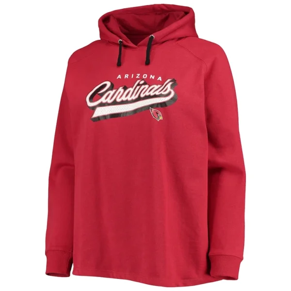 Arizona cardinals achopeca womens plus size first contact raglan pullover hoodie cardinal Cardinal Plus 2X