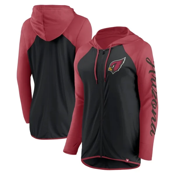 Arizona cardinals achopeca womens script full zip hoodie Blackcardinal