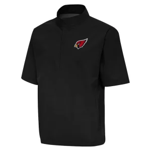 Arizona cardinals antigua brisk short sleeve quarter zip windshirt Black