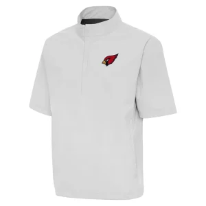 Arizona cardinals antigua brisk short sleeve quarter zip windshirt Heather gray