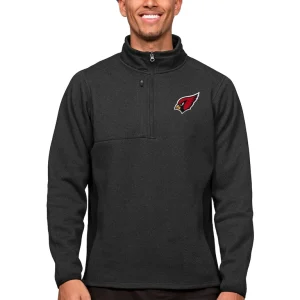 Arizona cardinals antigua course quarter zip pullover top Heathered black