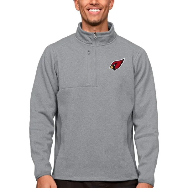Arizona cardinals antigua course quarter zip pullover top Heathered gray