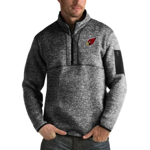 Arizona cardinals antigua fortune big tall quarter zip pullover jacket Heather black