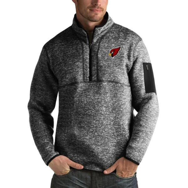 Arizona cardinals antigua fortune big tall quarter zip pullover jacket Heather black