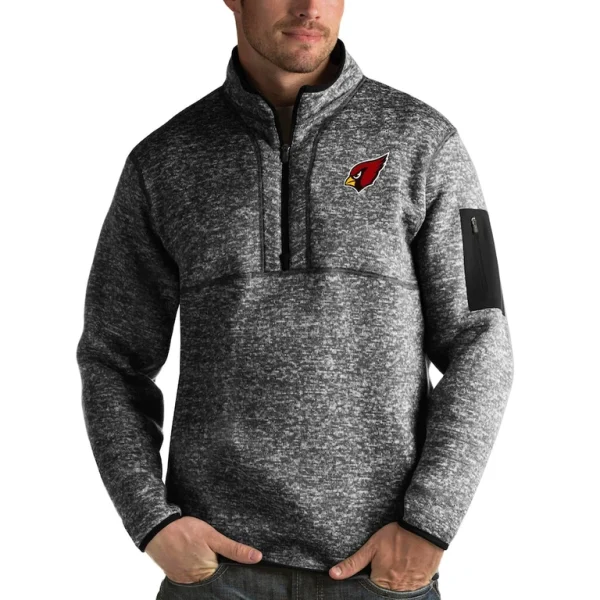 Arizona cardinals antigua fortune quarter zip pullover jacket Heather black