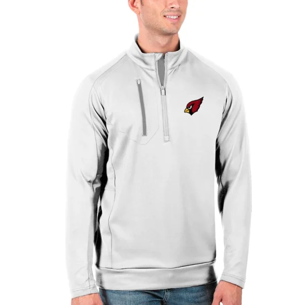 Arizona cardinals antigua generation quarter zip pullover jacket Whitesilver