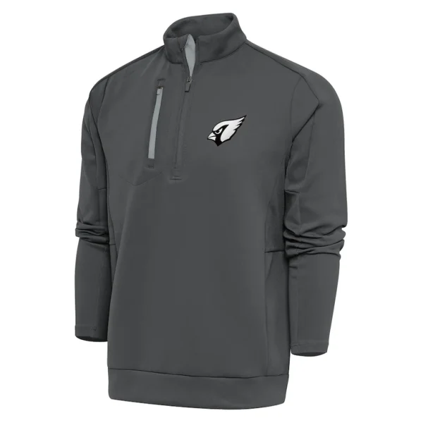 Arizona cardinals antigua metallic logo generation quarter zip pullover top Charcoal