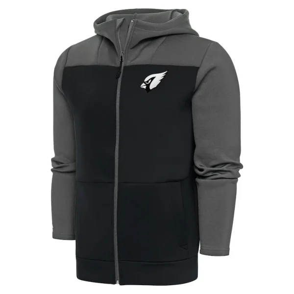 Arizona cardinals antigua metallic logo protect full zip hoodie Steelcharcoal