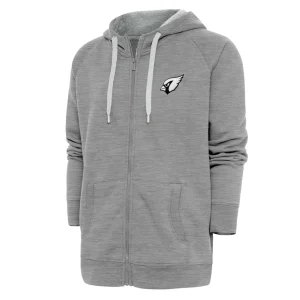Arizona cardinals antigua metallic logo victory full zip hoodie Heather gray