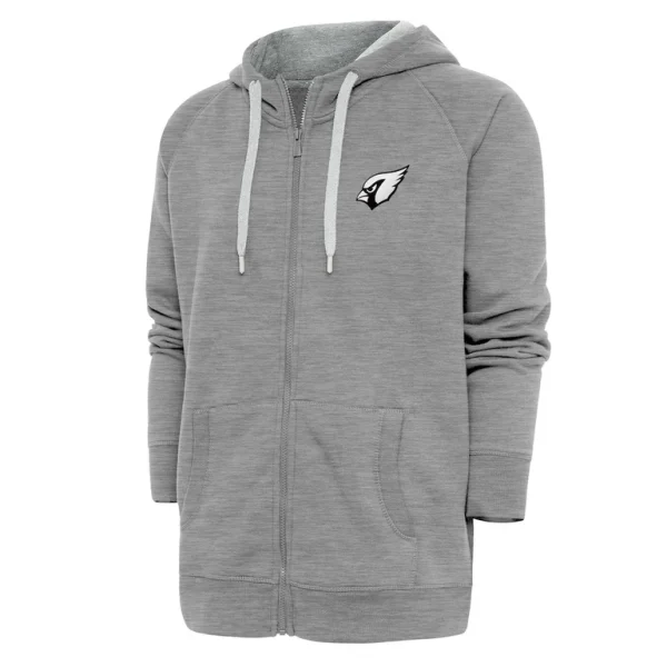 Arizona cardinals antigua metallic logo victory full zip hoodie Heather gray