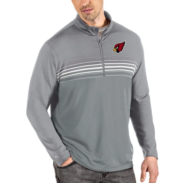 Arizona cardinals antigua pace quarter zip pullover jacket Steelgray