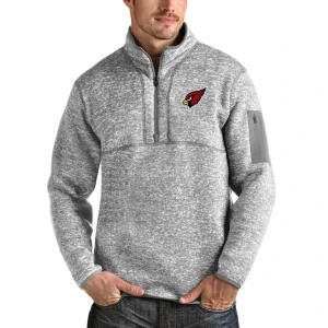 Arizona cardinals antigua team logo fortune quarter zip pullover jacket Heather gray