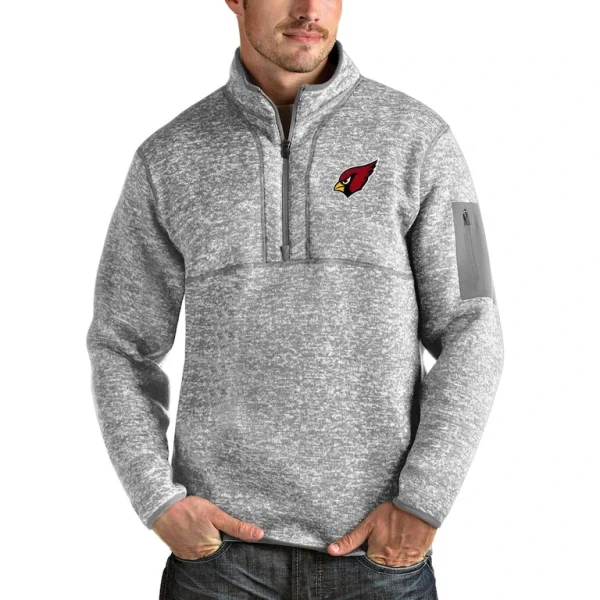 Arizona cardinals antigua team logo fortune quarter zip pullover jacket Heather gray