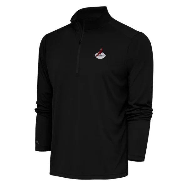 Arizona cardinals antigua team logo throwback tribute quarter zip pullover top Black