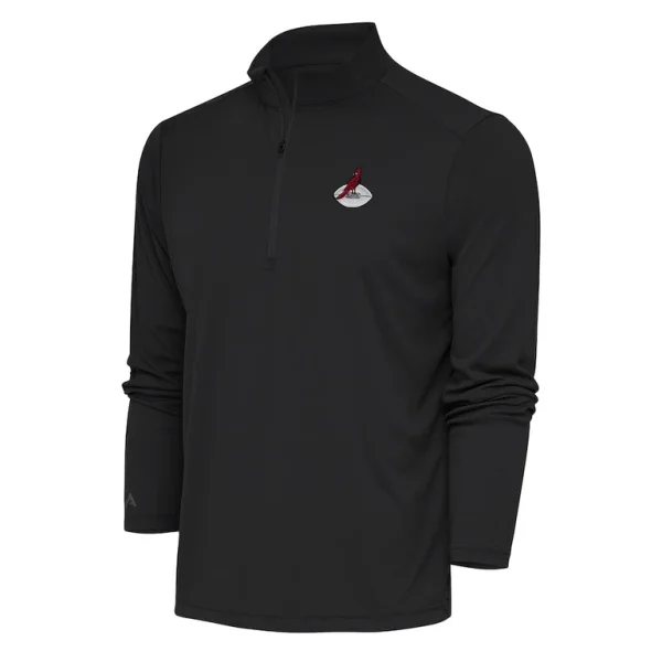 Arizona cardinals antigua team logo throwback tribute quarter zip pullover top Charcoal