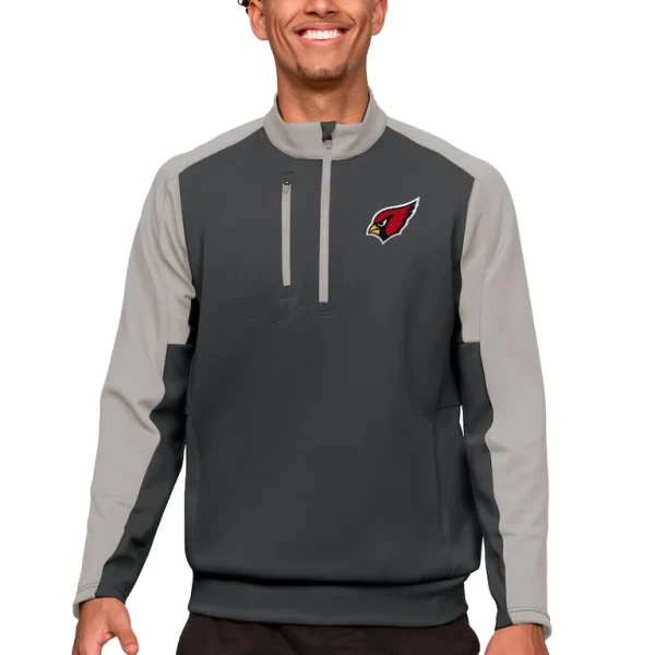 Arizona cardinals antigua team quarter zip pullover top Charcoal