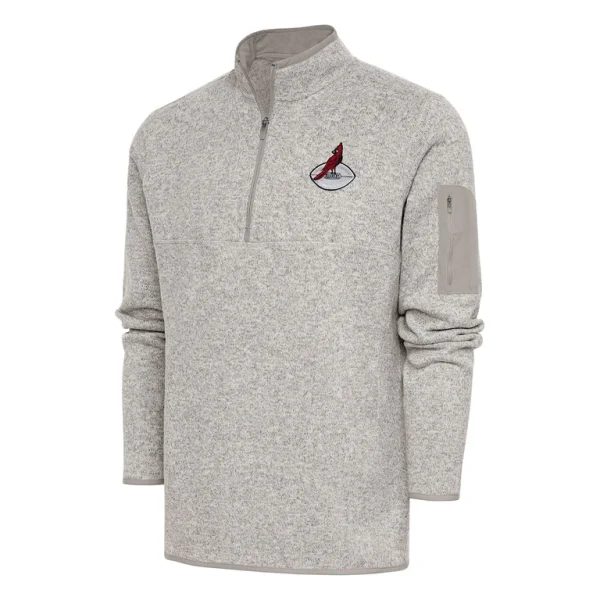 Arizona cardinals antigua throwback fortune quarter zip pullover jacket oatmeal Cardinal