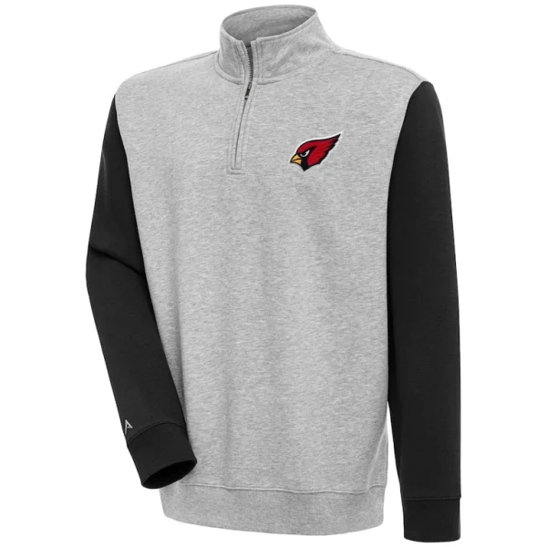 Arizona cardinals antigua victory colorblock quarter zip pullover top Heather grayblack