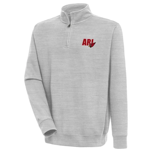 Arizona cardinals antigua victory quarter zip pullover top Heather gray