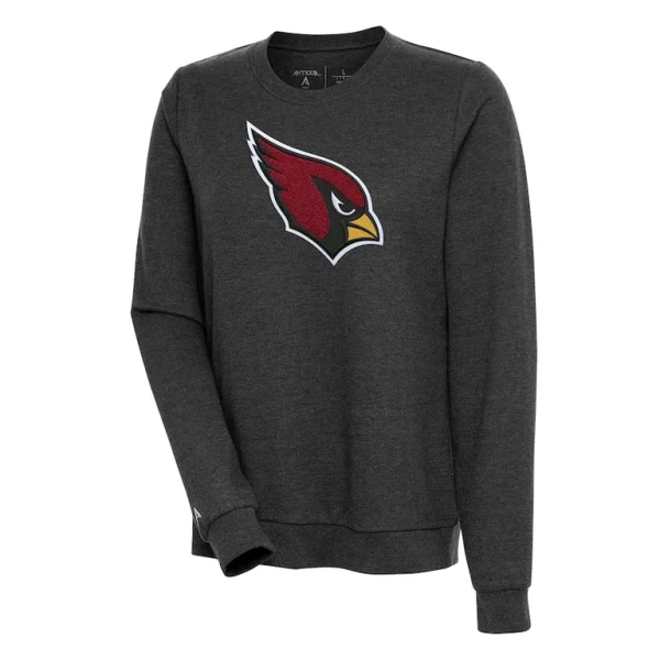 Arizona cardinals antigua womens action crewneck chenille pullover sweatshirt Heathered black
